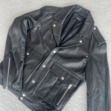 New The Kooples Men’sleather Biker Smart Jacket M Medium Rrp £495