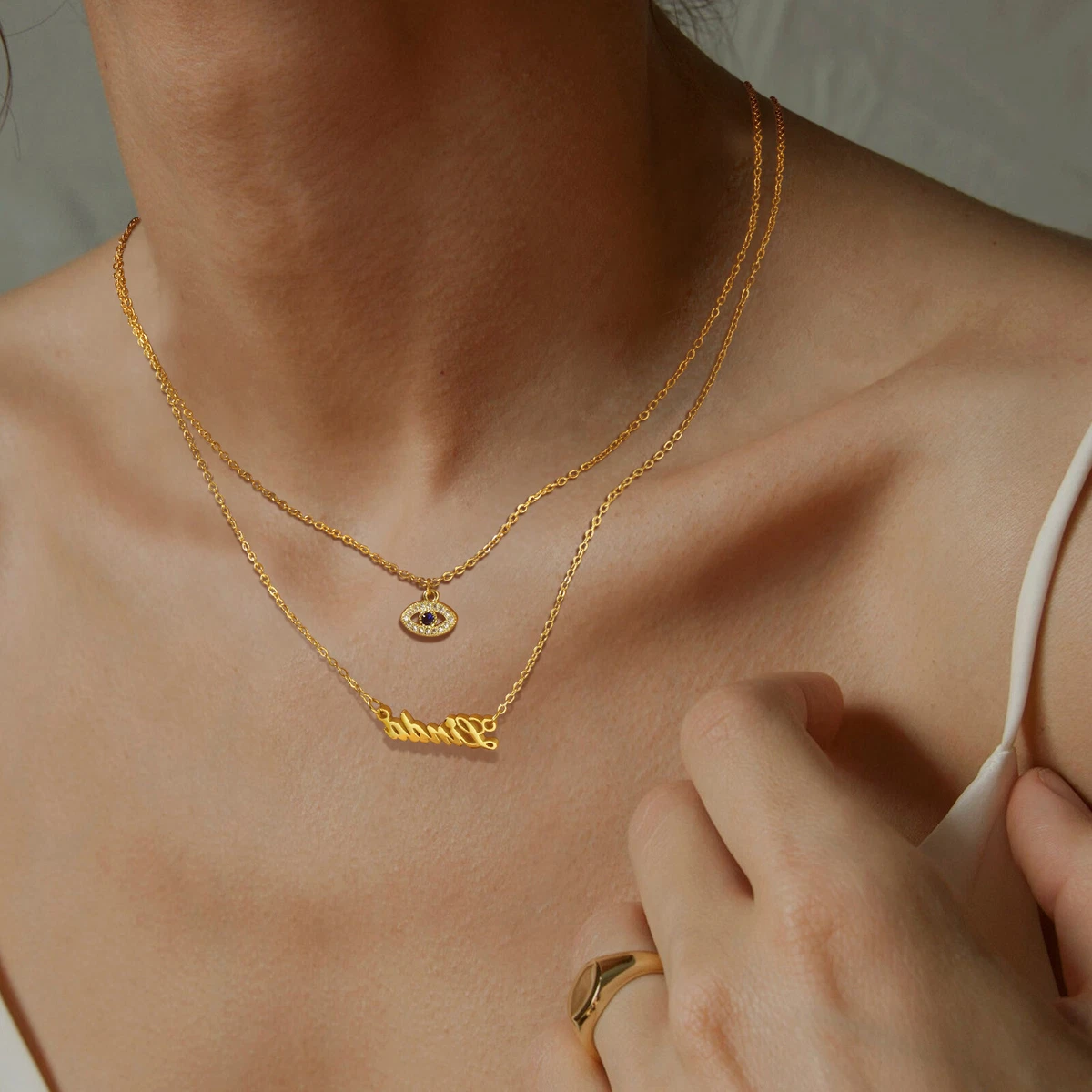 Double layer deals name necklace
