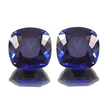 AAA Natural Ceylon Blue Sapphire Cushion Loose Gemstone Cut Matching Pair 8x8 MM