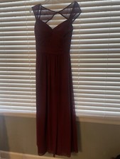 wine / burgundy bill levkoff bridesmaid dress