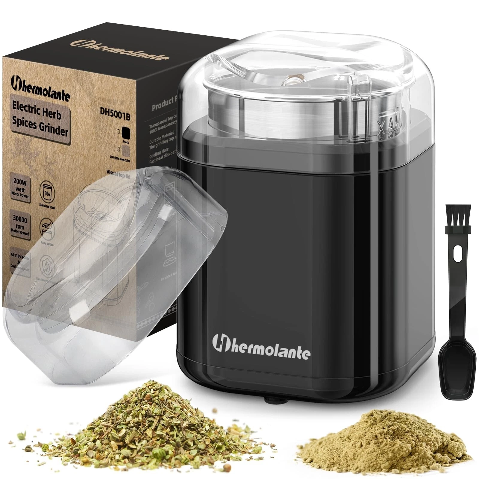 Herb Grinder Spice Grinder, 200 w Herb Grinder with Stainless Steel Blade and...