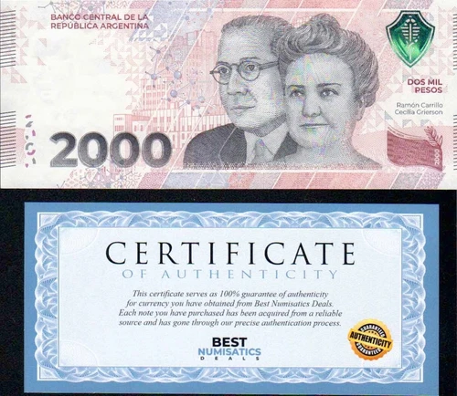 Argentina 2000 Pesos 2023 x 1 BANKNOTE UNC CURRENCY MONEY 1st desing Sufix C - D