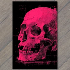 Art Print Skull Side View Neon Pink Punk Aesthetic Bold Black Gothic