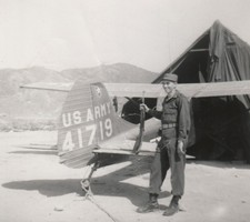 Vintage US Army 41719 Airplane Soldier Rifle Camp Photo Aviation Snapshot
