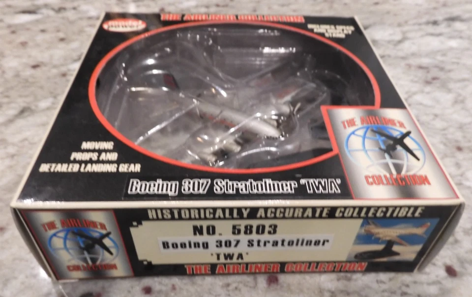 1:250 Model Power TWA Boeing 307 Stratoliner Diecast Airplane w/ Stand 5803 - Image 2 of 3