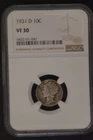 1931-D  NGC CERTIFIED  VF 30  MERCURY DIME