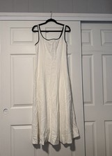 Zara White Black Trim Tank Maxi Dress Resort Beach Linen Organic