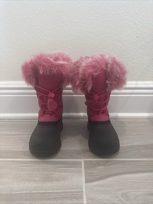 Kamik Kids Girls snow Boots Size 9 Fushia Lace Up  Pink Faux Fur