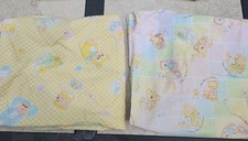2 Vintage Baby Crib Fitted Sheets Yellow Gender Neutral Animals  Toys