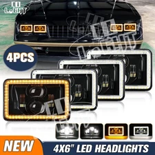 Fit Chevrolet Monte Carlo SS 1980-1988 4PCS 4x6" LED Headlights Hi-Lo Beam DRL