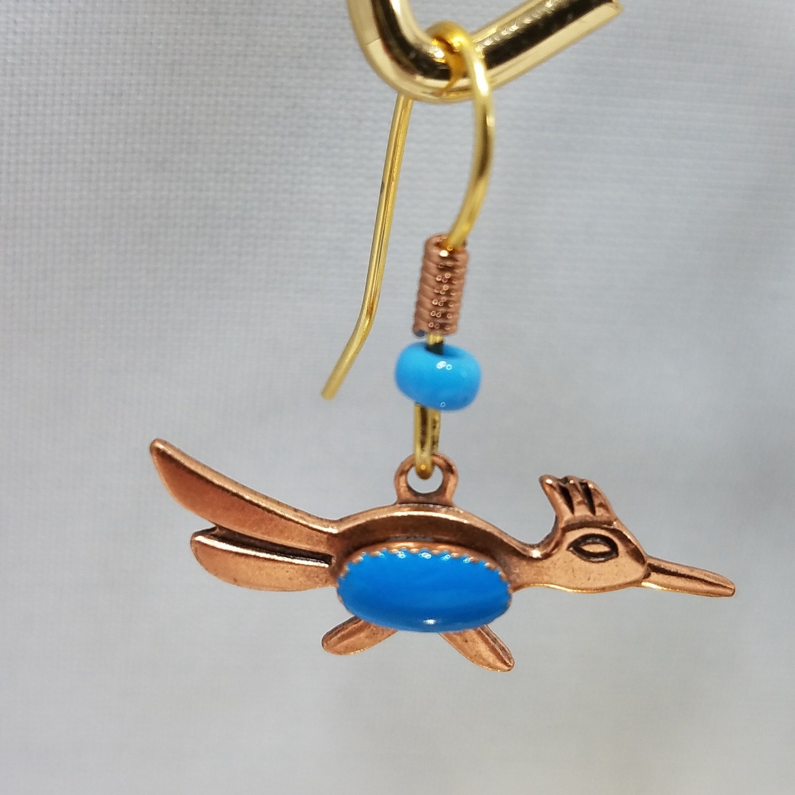 Vintage Roadrunner Solid Copper Earrings, Bells T… - image 10