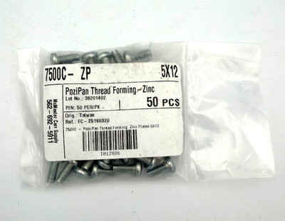 50 x McMaster 94209A371 M5 x 12mm Thread Forming Screws Pan Head Phillips Zinc