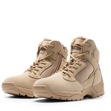 Men Tactical Work Boots Side Zipper Military Outdoor Combat Boots Sand