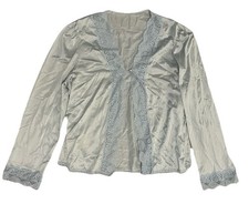 VTG 70s Lace Bed Jacket Powder Blue Ethereal Coquette Boho Flowy S/M