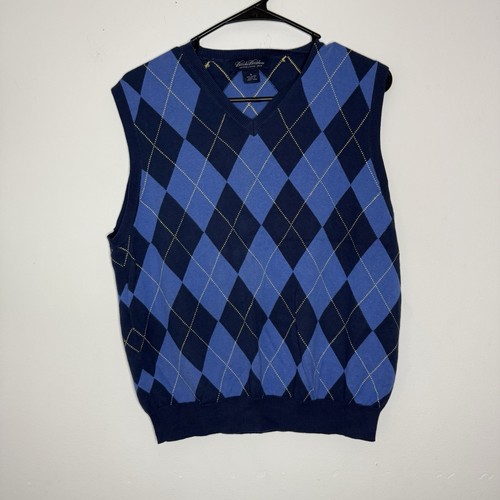Brooks Brothers Small Argyle Sweater Vest Cotton Blue Preppy Academia Office