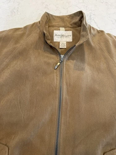 Norm Thompson Men's bomber Grandpa chic Jacket faux suede Size Large NWOT - product listing photo
