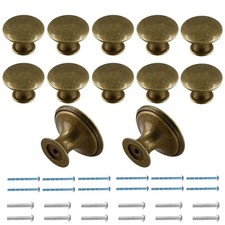 12 Pcs Brass Cabinet Knobs Round Metal Drawer Handles Kitchen Dresser Hardware