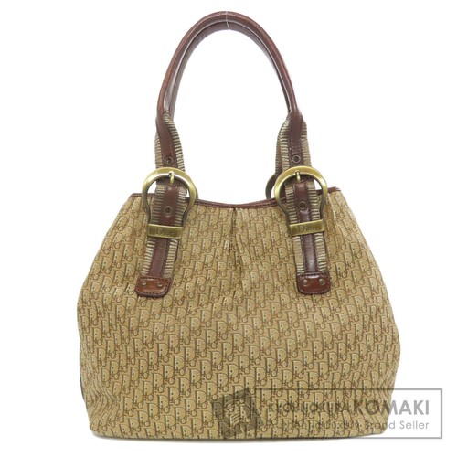 CHRISTIAN DIOR Trotter Pattern Handbag Canvas Ladies Used