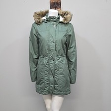 GAP Parka Winter Coat Small Army Green Sherpa Lined Faux Fur Hood Utility Jacket