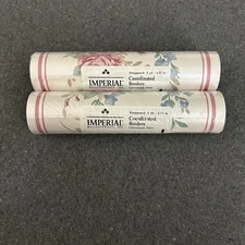 Vintage Prepasted Wallpaper Border Country Floral 10 Yds total Approx 7 In Wide