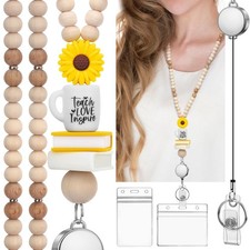 Teacher Lanyard with Id Holder Retractable Lanyards for Id Badges Keys Cute W...