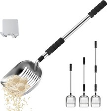 Cat Metal Litter Scooper Deep Shovel Long Handle Detachable Components Stainless