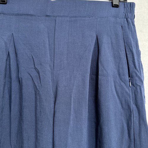 Halara Hose weites Bein LARGE blau hoher Bund geteilter Saum plissiert Palazzo neu mit Etikett - Bild 11 von 17