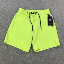 Spyder Swim Shorts Mens Medium Lime Green UV Protection Drawstring Board Trunks