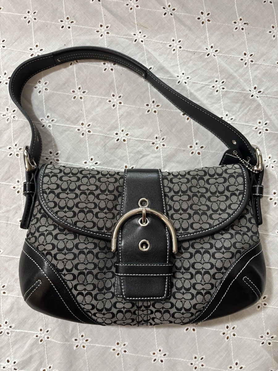Coach Vintage Soho Black & Grey Signature C & Black Leather