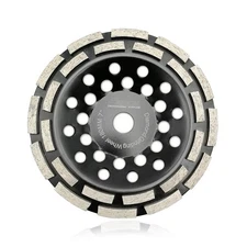 7-Inch Double Row Diamond Grinding Cup Wheel for Concrete, Granite, Marble, M...