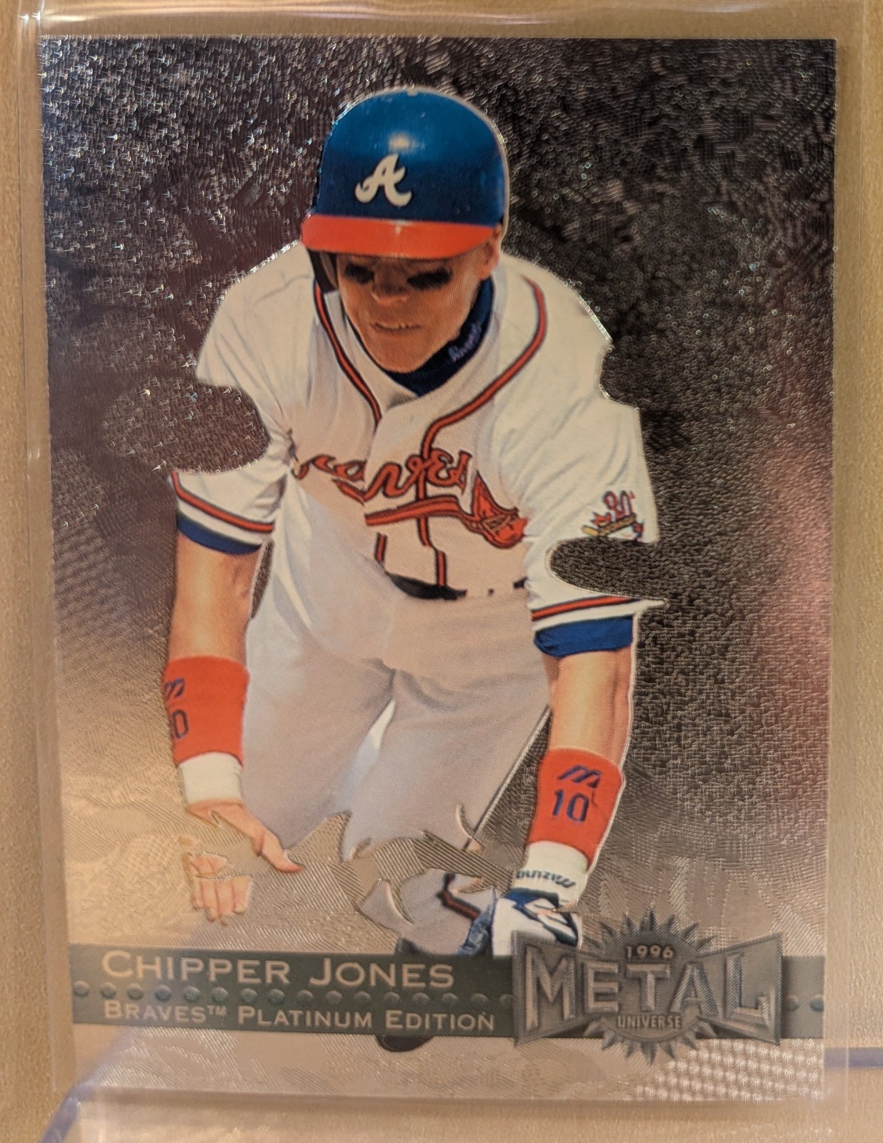 Chipper Jones #129 Baseball Cards 1996 Metal Universe trading card — raw and PSA graded price guide
