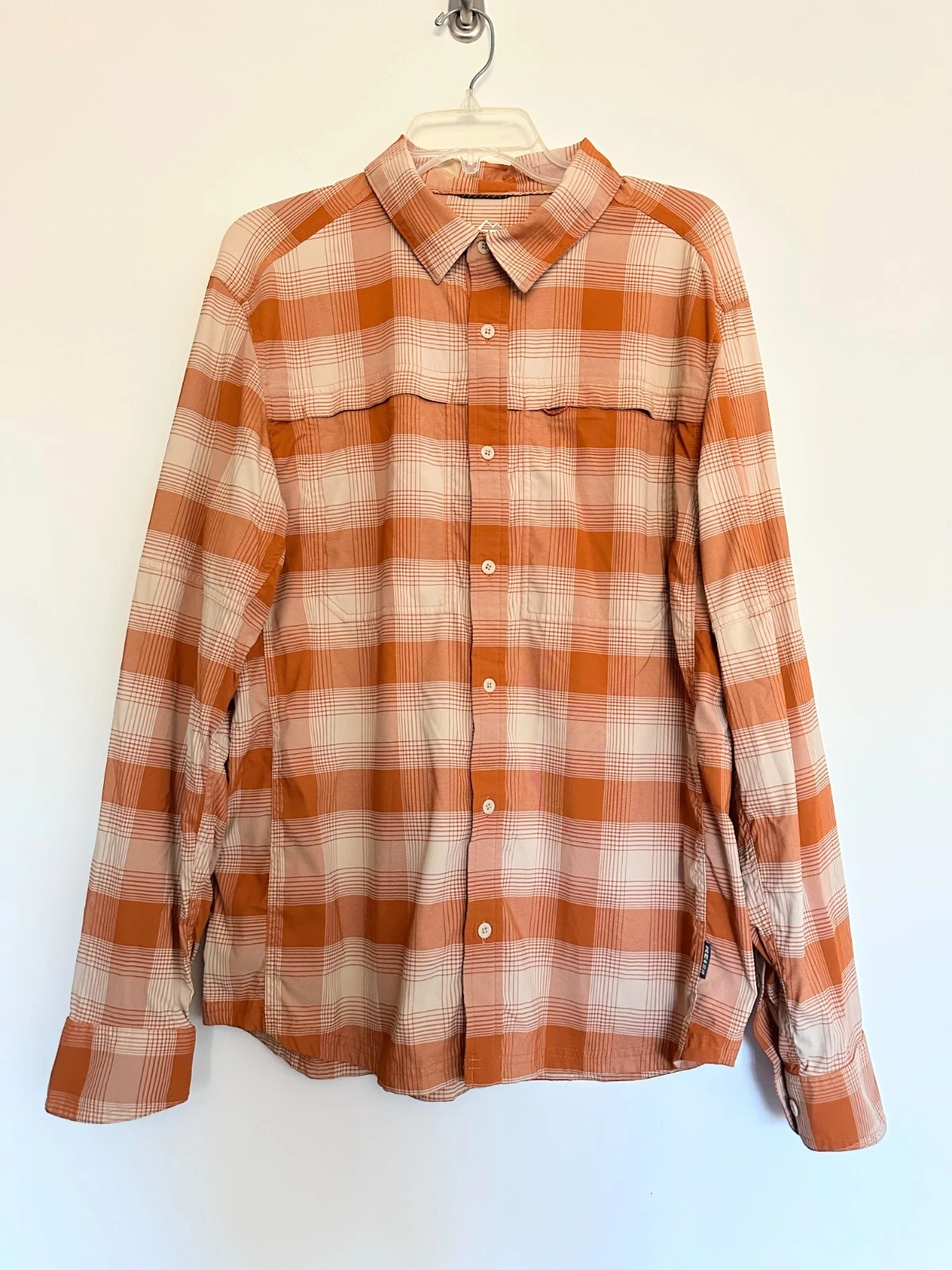 REI Vented Hiking Shirt Plaid Nylon Long Sleeve Button Up Climbing Men's Medium