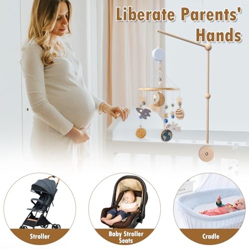 27inch Baby Crib Mobile Arm, Wooden Baby Mobile Holder Arm, Crib Baby Nursery - Picture 3 of 6