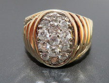 14K 2TONE MEN'S DIAMOND CLUSTER RING 0.50 tcw SZ 9.5 8.74 grams G132518 