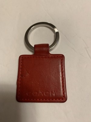 AUTHENTIC Coach Vintage Red Leather Key Ring Fob  Preowned - Made In Spain