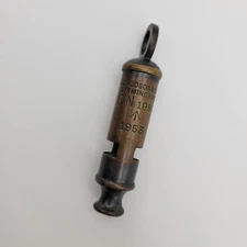 Antique Brass English Police Whistle J. Hudson & Co Birmingham 1985