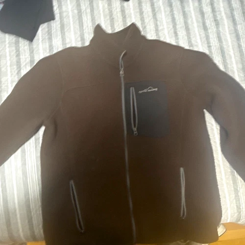 Eddie Bauer Men's XL Brown Fleece Full Zip Jacket Zipped Pockets Stand Collar - product listing photo