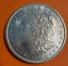 1891-S Morgan Silver Dollar AU+ Slider, Cleaned Better Date