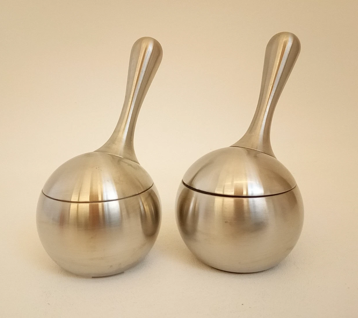 Georg Jensen Denmark salt pepper mills grinders Twist maracas stainless