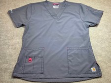 Carhartt Women's Force Modern Fit V-Neck Scrub Top Grey Size Medium EUC