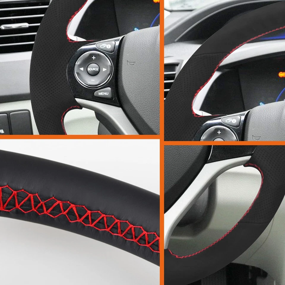 Compatible with Hand Sewn Steering Wheel Cover for Honda Civic 2012-2015 Non-... - Image 3 of 4