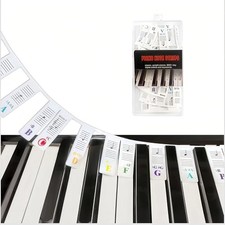88-Key Piano Note Stickers - Removable Silicone Keyboard Labels with Staff