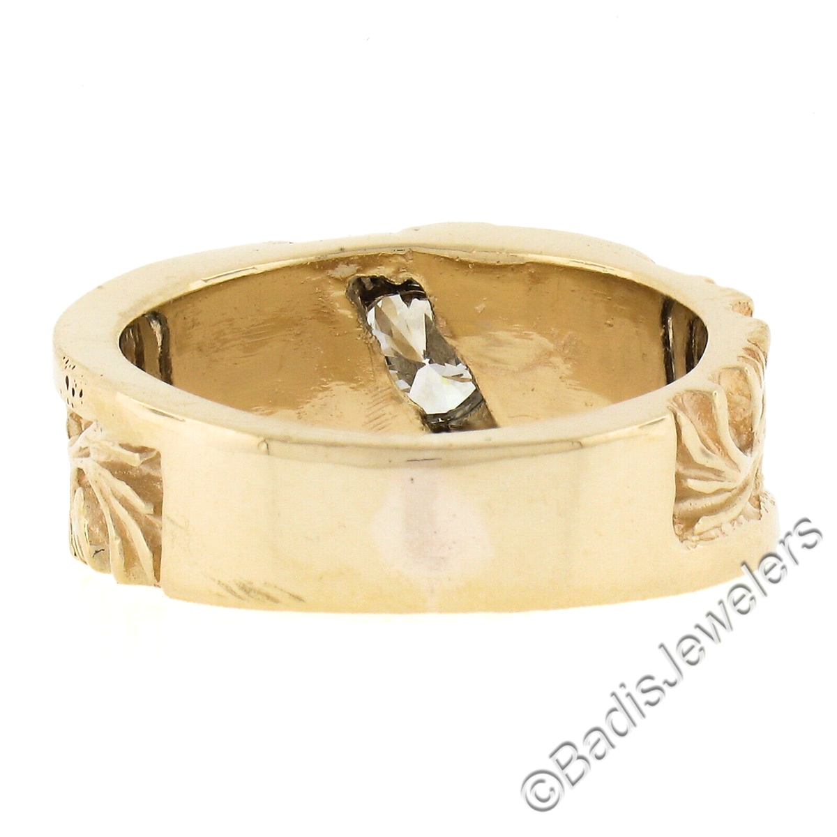 Vintage 14K Yellow Gold 0.33ct Diamond Floral Textured