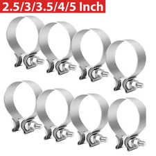 8x 2.5/3/4/5" Lap Joint Stainless Steel Exhaust Clamp Narrow Band Seal Muffler