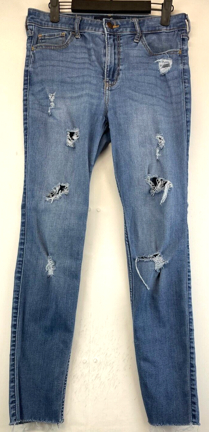 Hollister Jeans - Juniors Size 7S (28 x 28) Blue - Distressed Destroyed (2771)