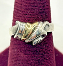 Sterling Silver 14K Gold Accent Ring Size 7