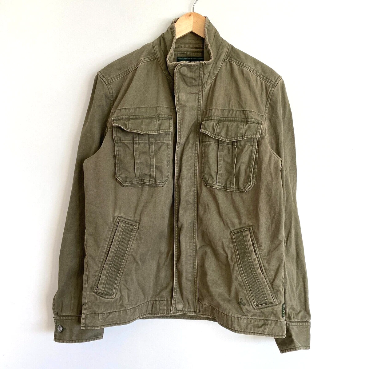 Prana Field Trucker Jacket Full Zip Buttons Green Mens M | eBay