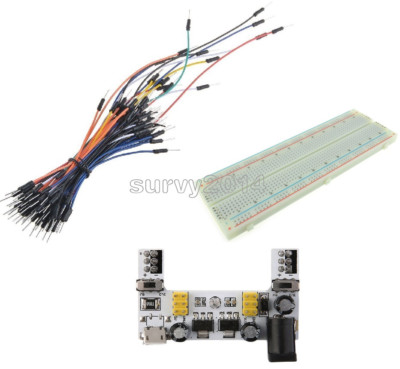 MB102 Netzteil Modul + 830 lötfreie Leiterplatte Breadboard + 65 Stück Starthilfekabel Drähte