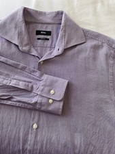 Men's HUGO BOSS Mini Plaid Dress Shirt Size 16 36/37 Miles US