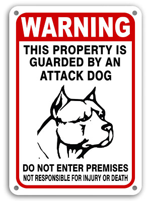 Guard Dog on Duty Signs Beware of Dog Sign Dogs Will Bite Attack Dog 10''x 14''